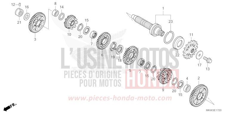 BOITE DE VITESSES (ARBRE INTERMEDIAIRE) (NC750XD) von NC750X DCT PEARL DEEP MUD GRAY (NHC47) von 2023